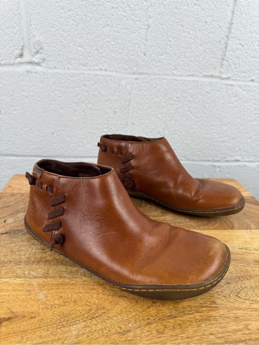 Camper Peu Brown Leather Ankle Boots Women’s EU 37